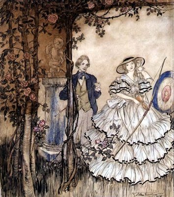 アーチェリー（ペン＆インク、水彩） 作： Arthur Rackham