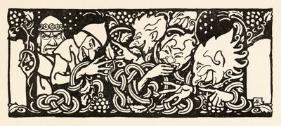 アイルランドのおとぎ話のThe Wooing of Becfolaの戦車に乗ったBecfola 作： Arthur Rackham