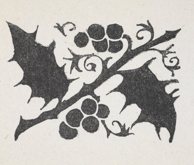 ヒイラギの葉と果実の白黒プリント 作： Arthur Rackham