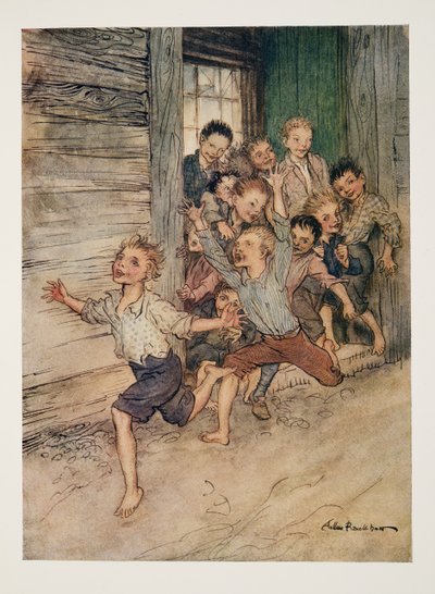 ワングトンアーヴィング（1783〜1859）のパブのThe Legend of Sleepy Hollowから、若いインプの軍団のように爆発している。 1928 作： Arthur Rackham