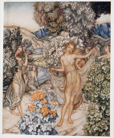 是非、ニンフを温めて、真の愛の契約を祝う手助けをしてください。 1926 作： Arthur Rackham