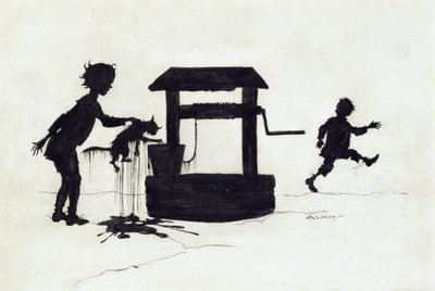 ディンドンベル、マザーグースのイラスト：古い童謡、1913年発行（ペンとインク） 作： Arthur Rackham