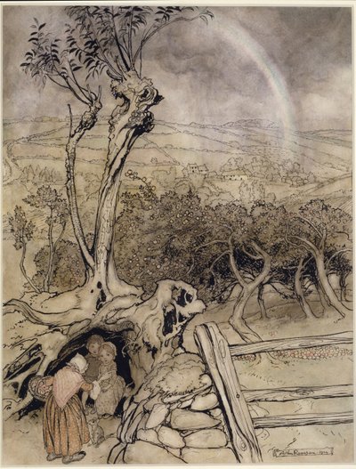 まさに虹が終わるところ 作： Arthur Rackham