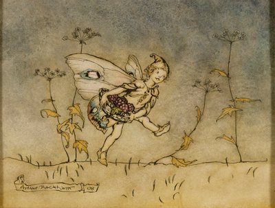 妖精、「真夏の夜の夢」のイラスト、ハイネマン発行、1908年（紙、ペン、インク、トイレ） 作： Arthur Rackham