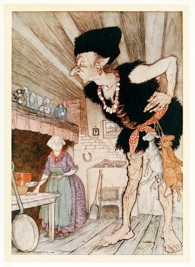 Fee-Fi-Fo-Fum、私はイギリス人の血のにおいがする、イギリスのおとぎ話、パブから。 1922年。 作： Arthur Rackham