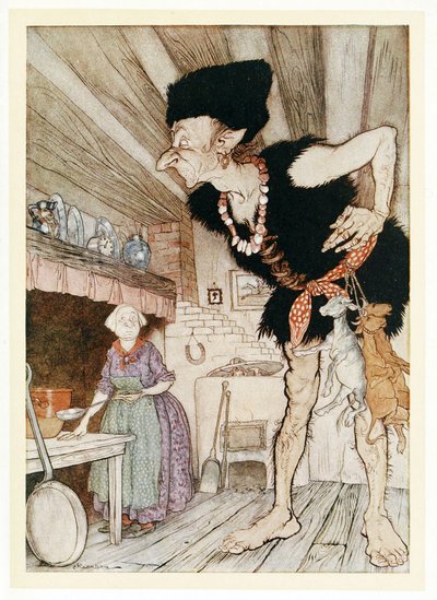 Fee-Fi-Fo-Fum、英国の童話、パブから英国人の血を嗅ぐ。 1922 作： Arthur Rackham