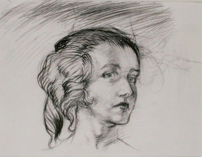 少女の頭（紙に鉛筆） 作： Arthur Rackham