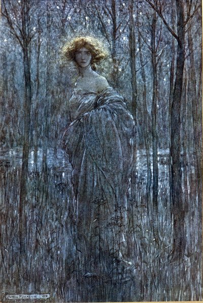ヘレナ：アーサー・ラッカム（1867-1939）によるウィリアム・シェイクスピア作『夏の夜の夢』の挿絵 作： Arthur Rackham