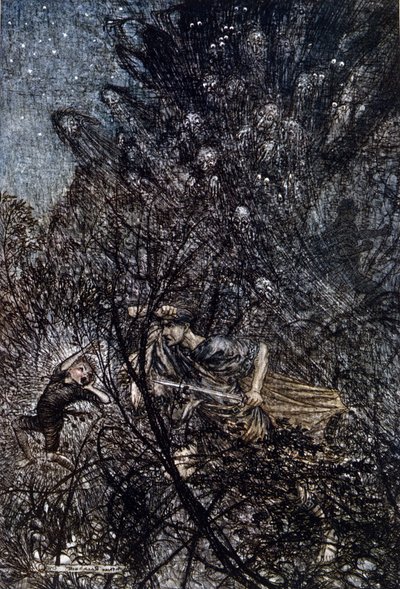 アーサー・ラッカム（1867-1939）によるウィリアム・シェイクスピア作『夏の夜の夢』の挿絵。 作： Arthur Rackham