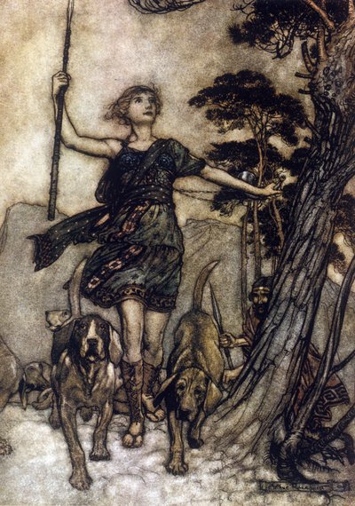 アーサー・ラッカム（1867-1939）によるウィリアム・シェイクスピア作『夏の夜の夢』の挿絵。 作： Arthur Rackham