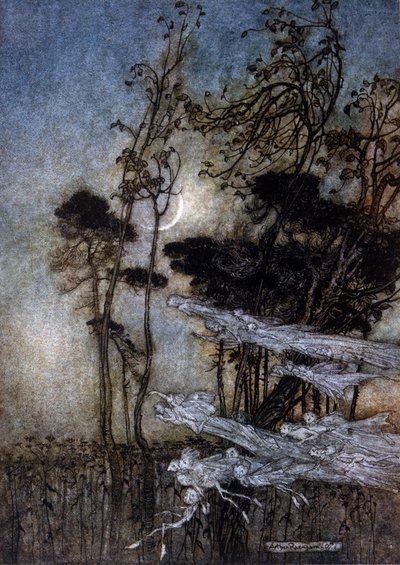 アーサー・ラッカム（1867-1939）によるウィリアム・シェイクスピア作『夏の夜の夢』の挿絵。 作： Arthur Rackham