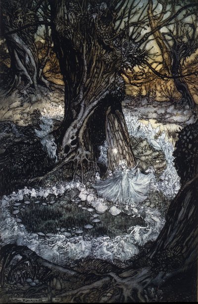 アーサー・ラッカム（1867-1939）によるウィリアム・シェイクスピア作『夏の夜の夢』の挿絵。 作： Arthur Rackham