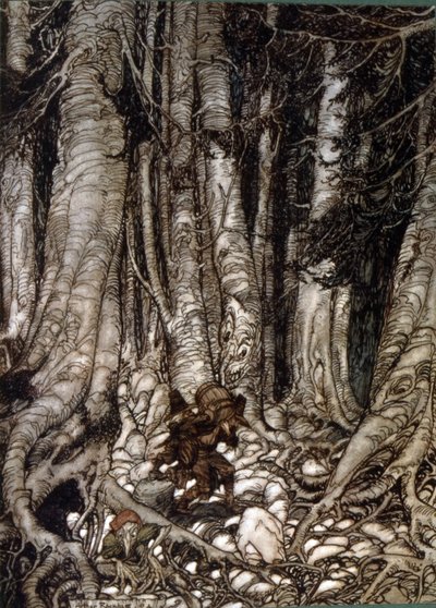 1819年に出版されたアメリカの作家Washington Irvingの短編小説「Rip Van Winkle」をArthur Rakhamが描いたもの。 作： Arthur Rackham