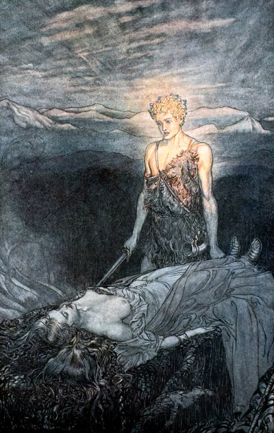 「ジークフリートと神々の黄昏」の挿絵、1924 年。 作： Arthur Rackham