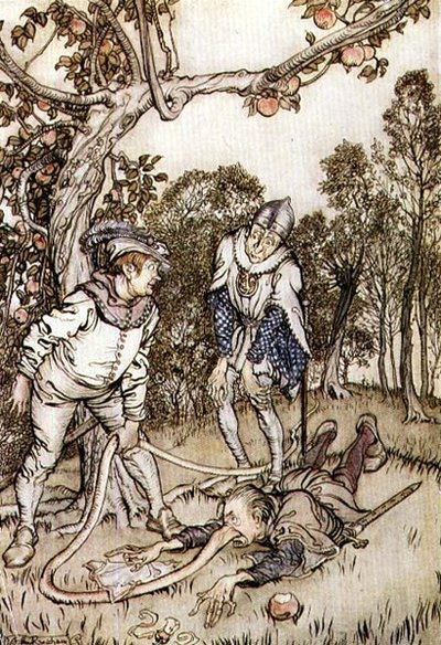 グリム童話集より「鼻の木」の挿絵 作： Arthur Rackham