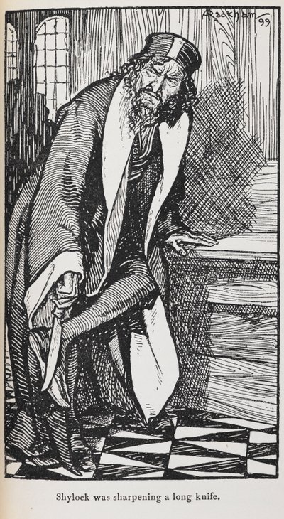 『ベニスの商人』のシャイロックのイラスト 作： Arthur Rackham