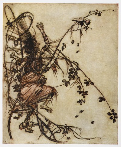 Sweetheart Roland のトゲに閉じ込められた男のイラスト。 作： Arthur Rackham