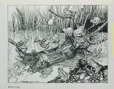 キングログ、「イソップの寓話」のイラスト、ハイネマン発行、1912 作： Arthur Rackham