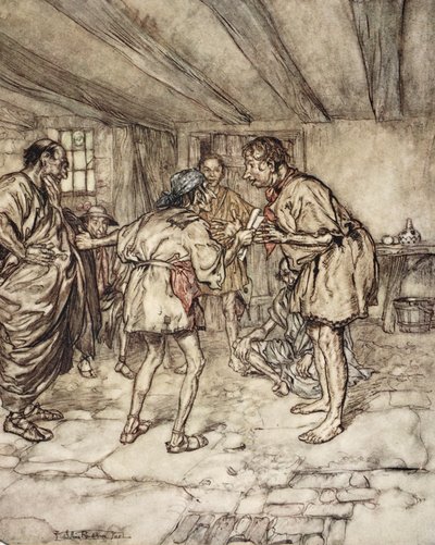ライオンも遊ぼう、ウィリアム・シェイクスピア作「真夏の夜の夢」、1908年 作： Arthur Rackham