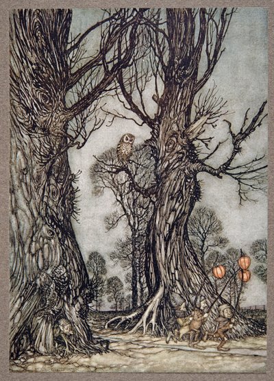 JMバリー（1860〜1937）が経営するケンジントンガーデンズのピーターパンのパブ。 1906 作： Arthur Rackham
