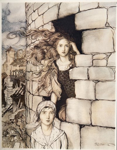グリム兄弟による「リトルブラザー＆リトルシスターとその他の物語」のメイドマリーン、1917年 作： Arthur Rackham