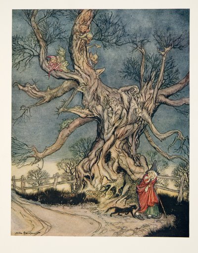 ウォッシュトンアーヴィング（1783〜1859）のスリーピーホローの伝説のアンドレスツリー少佐。パブ。 1928 作： Arthur Rackham