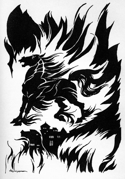 エドガー・アラン・ポーの「Metzengerstein」。 作： Arthur Rackham