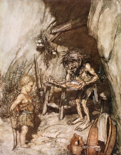 「パントマイムと幼児」、1924 年。 作： Arthur Rackham