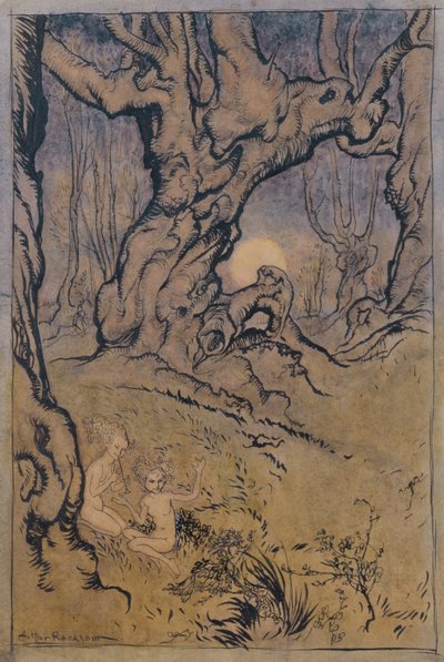 森の中の月光の妖精（ペンとインク、トイレとガッシュ） 作： Arthur Rackham