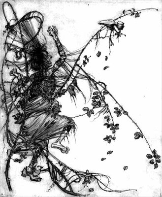グリム童話「ローランドの恋人」の挿絵。 作： Arthur Rackham