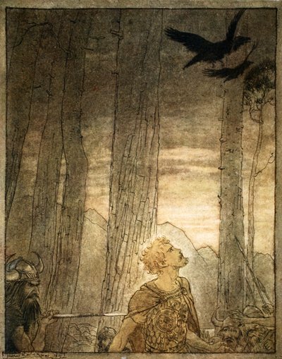 「ジークフリートの死」、1924 年。 作： Arthur Rackham