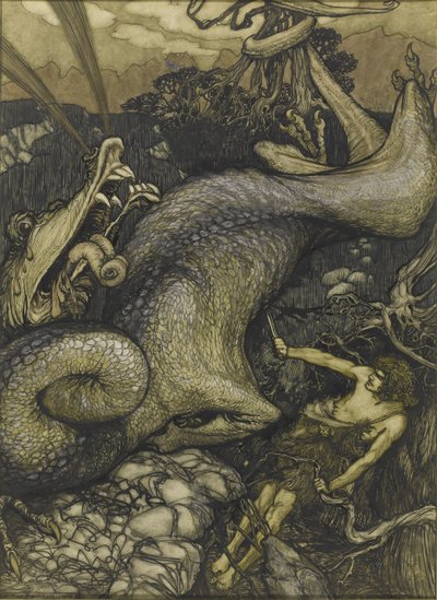 シグルドザドラゴンスレイヤー、1901 作： Arthur Rackham