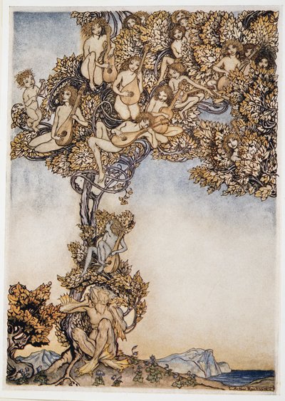 時々、千の響き渡る楽器が私の耳の周りをうなります。 1926 作： Arthur Rackham