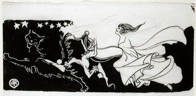 Starlight Frolics（紙にペン＆インク 作： Arthur Rackham