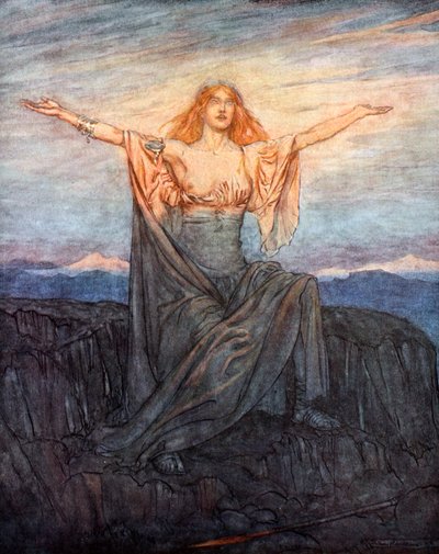 「太陽よ、よろしく！ 万歳、光よ！ あられ、栄光の日!」、1924 年。 作： Arthur Rackham