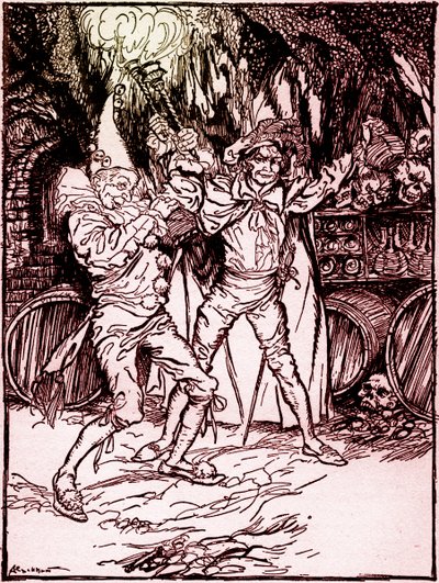 エドガー・アラン・ポーの「アモンティリャードの樽」。 作： Arthur Rackham