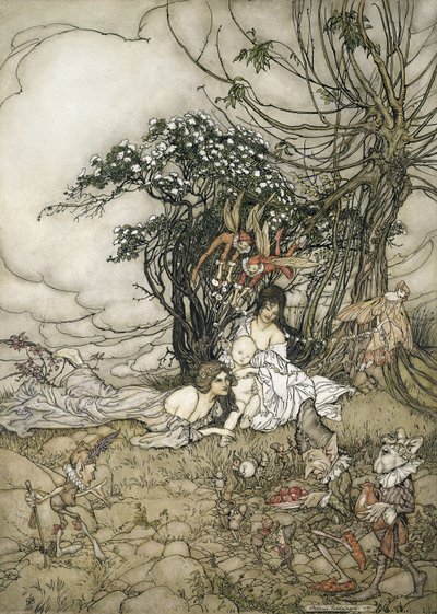 The Changeling、1905（紙とペンとインク） 作： Arthur Rackham