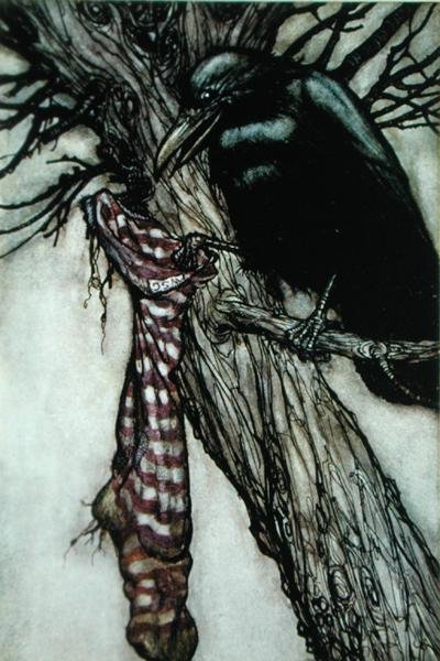 J.M.バリー（1860-1937）の「ピーターパン」の挿絵「カラス」（カラーリトグラフ版） 作： Arthur Rackham