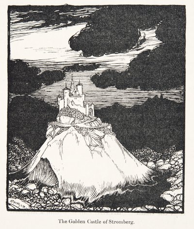 グリム兄弟の童話のストロンバーグの黄金の城、パブ。 1909 作： Arthur Rackham