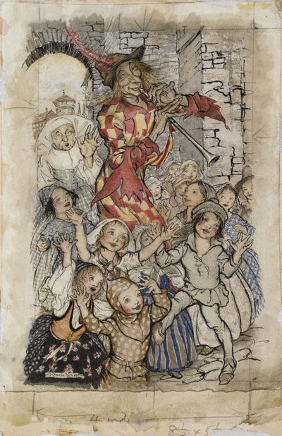 パイドパイパーと子供たち、 作： Arthur Rackham