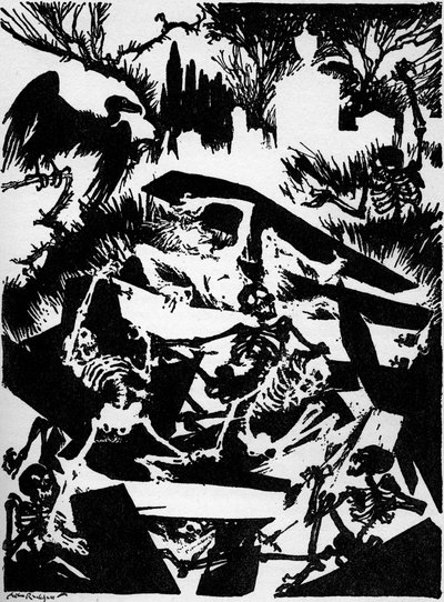 エドガー・アラン・ポーの「早すぎる埋葬」。 作： Arthur Rackham