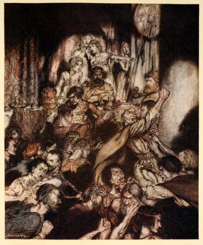 宴会場は騒然としていた（James Stephens著「Irish Fairy Tales」より抜粋 作： Arthur Rackham