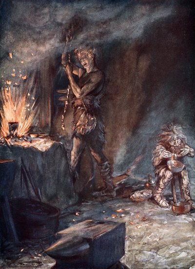 「ノトゥングの鍛造」、1924年。 作： Arthur Rackham