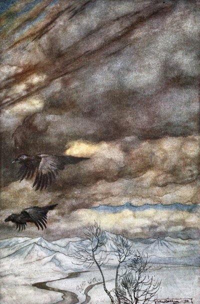 「ヴォータンのカラス」、1924年。 作： Arthur Rackham