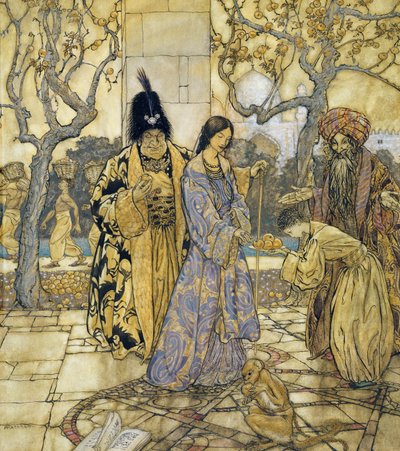 彼らはアーメッドのプリンスリーハンドのために収穫しました、1917年（紙にペンとインク付きのトイレ） 作： Arthur Rackham