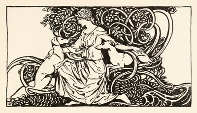 アイルランドのおとぎ話のふすまの誕生からのふすまとSceólanとTuiren 作： Arthur Rackham