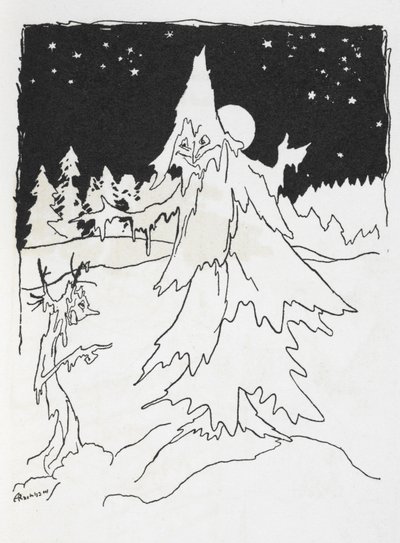 Dois homens-árvore em um bosque nevado 作： Arthur Rackham
