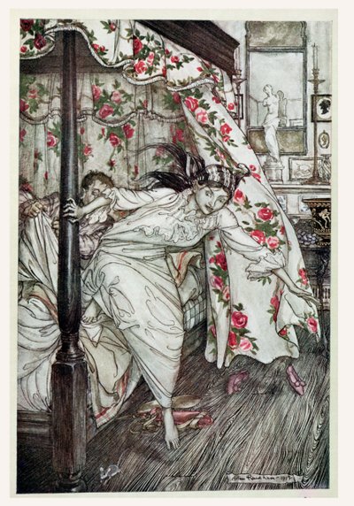 ヴィーナスと猫、「イソップ寓話」のイラスト、ハイネマン発行、1912年（カラーリソ） 作： Arthur Rackham