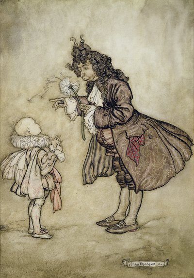 陛下が時間を知りたいとき、パブJMバリーによってケンジントンガーデンズのピーターパンから。 Hodder and Stoughton、1906（紙にトイレとペンとインク） 作： Arthur Rackham