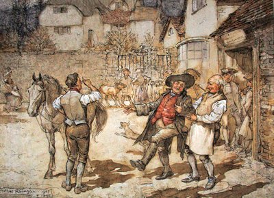 雌牛の群れがそれなりの利益をもたらしたとき（紙にペンとインク、水彩画 作： Arthur Rackham